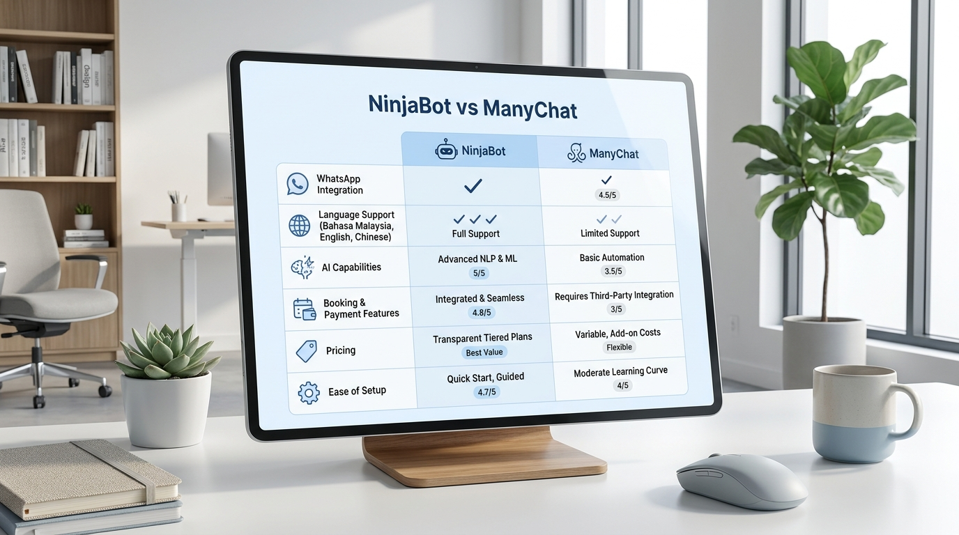 Key Features Comparison: NinjaBot vs ManyChat for Malaysian SMEs